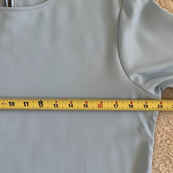 🎉HP🎉Calvin Klein Light Sky Blue Shirt Womens SZ M Long Flare Sleeve Round Neck - Picture 6 of 15
